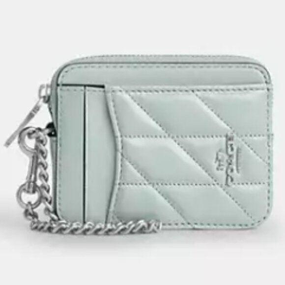 Coach Mint Green Quilted Wallet Card Case NWT - Picture 1 of 2